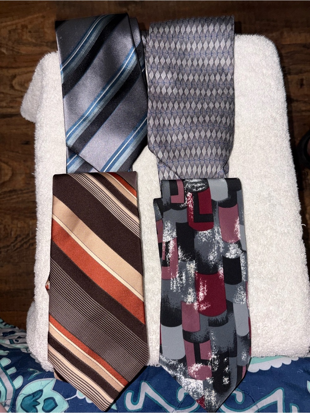 Covington Four-Tie Set in Gray, Blue, Brown, Burgundy